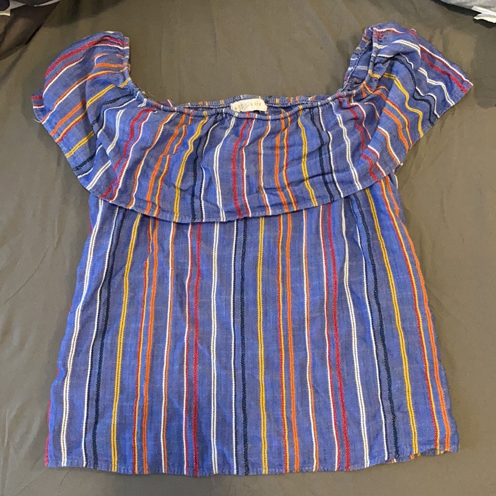 Gently worn ~ Blue Striped Socialite Top - Picture 1 of 2